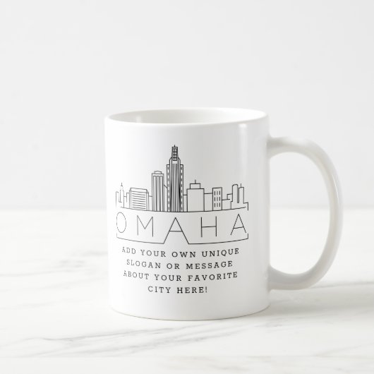 Omaha Stylized Skyline | Aangepaste Slogan Coffee- Koffiemok (Rechts)