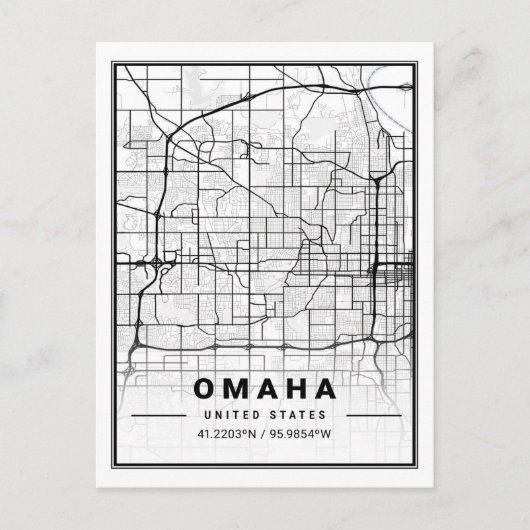 Omaha Texas USA Travel City Map Poster Briefkaart (Voorkant)