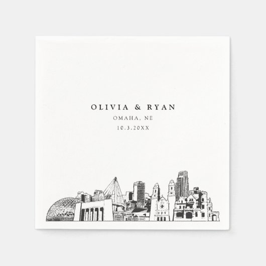 Omaha Trouw Minimalistisch Papier Servet (Voorkant)