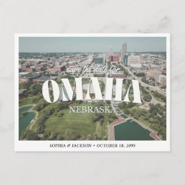 Omaha Trouwkaart Datum Opslaan Retro Silhouet Briefkaart