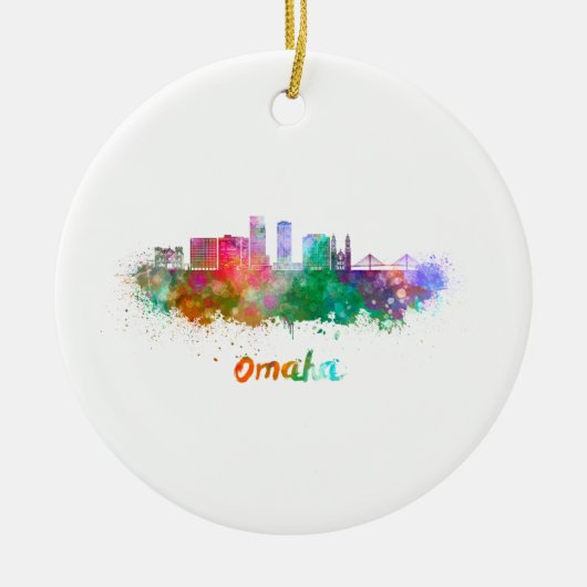Omaha V2 skyline in watercolor Keramisch Ornament (Voorkant)