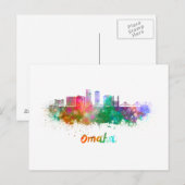 Omaha V2 skyline in waterverf Briefkaart (Voorkant / Achterkant)