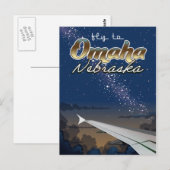 Omaha,  vliegposter van Nebraska Briefkaart (Voorkant / Achterkant)