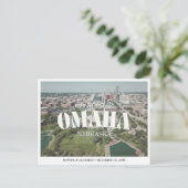 Omaha Wedding Save the Date Retro Skyline Briefkaart (Staand voorkant)
