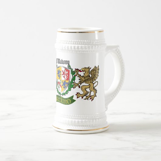 O'Mahony/Mahony Irish Shield Beer Stein Bierpul (Voorkant rechts)