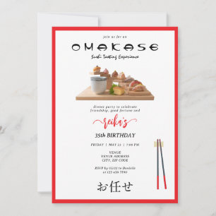 Omakase Japanse Sushi Proeverij Script Verjaardag Kaart