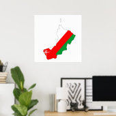 oman country flag map vorm silhouette natie poster (Thuiskantoor)