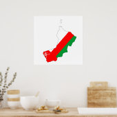oman country flag map vorm silhouette natie poster (Keuken)