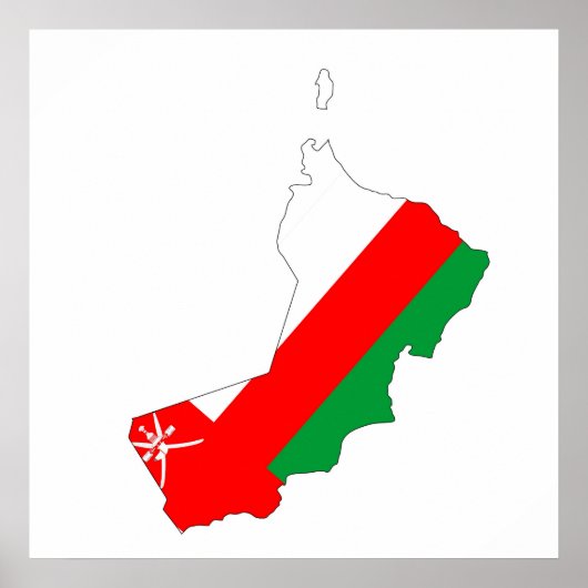 oman country flag map vorm silhouette natie poster (Voorkant)