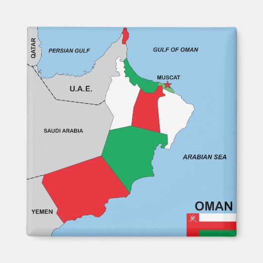 oman country politiek map district magneet (Voorkant)