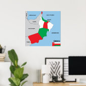 oman country politiek map district poster (Thuiskantoor)