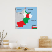 oman country politiek map district poster (Keuken)