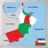 oman country politiek map district poster (Voorkant)