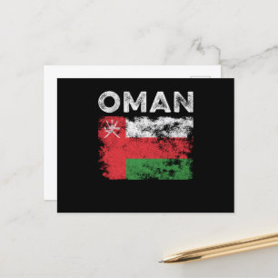 Oman Flag Distressed - Omani Flag Briefkaart