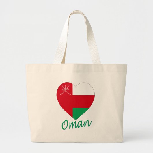 Oman Flag Heart Grote Tote Bag (Voorkant)