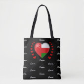 Oman Flag & Heart, Oman Flag mode/sport Tote Bag (Voorkant)