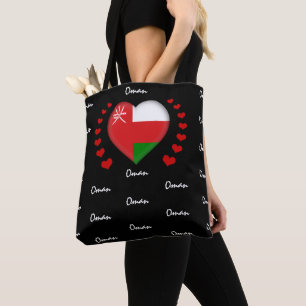 Oman Flag & Heart, Oman Flag mode/sport Tote Bag