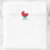 Oman Flag Heart Ronde Sticker (Tas)