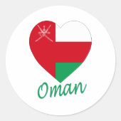 Oman Flag Heart Ronde Sticker (Voorkant)
