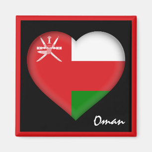 Oman flag & Omani Heart reizen, vakantie/sport Magneet