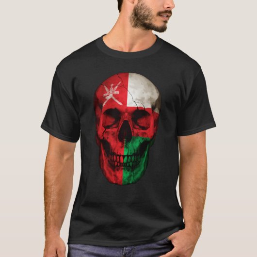 Oman Flag Skull Omani Roots Proud Patriotic T-shirt (Voorkant)