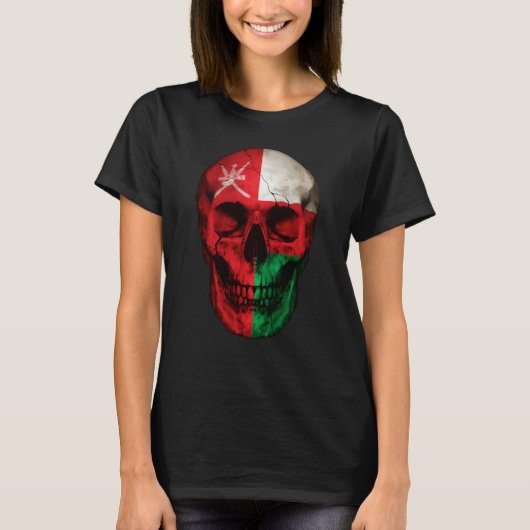 Oman Flag Skull Omani Roots Proud Patriotic T-shirt (Voorkant)