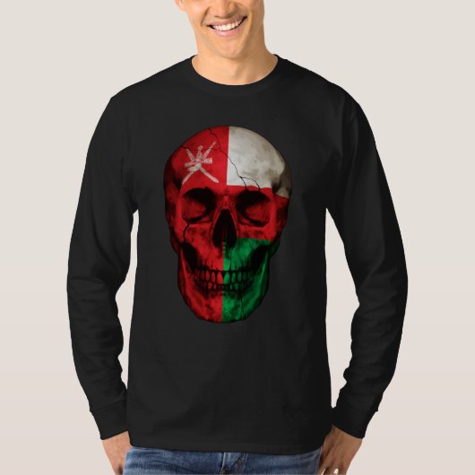 Oman Flag Skull Omani Roots Proud Patriotic T-shirt (Voorkant)