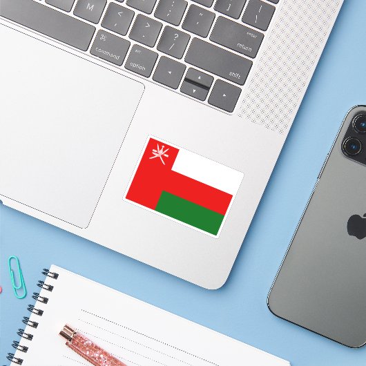 Oman Flag Sticker (Laptop met iPhone)