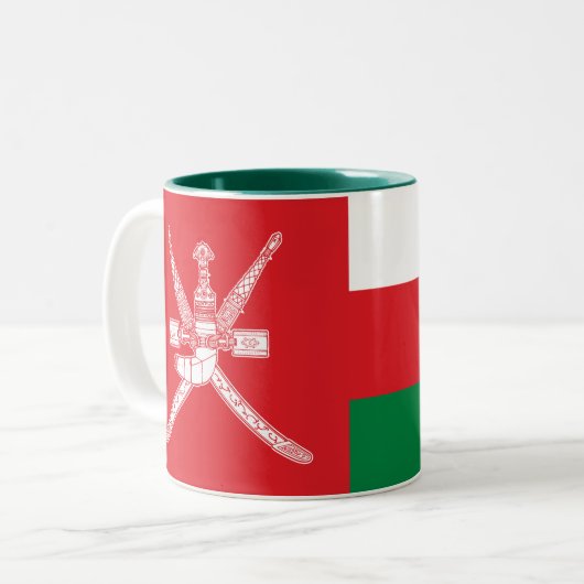 Oman Flag Tweekleurige Koffiemok (Voorkant links)