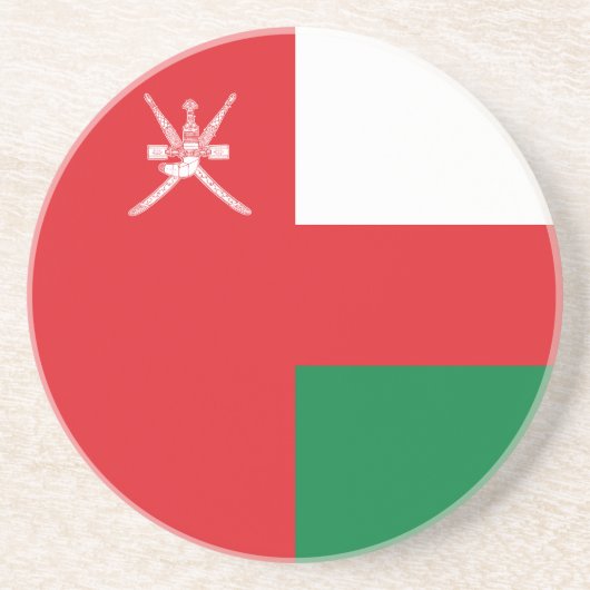 Oman Flag Zandsteen Onderzetter (Voorkant)