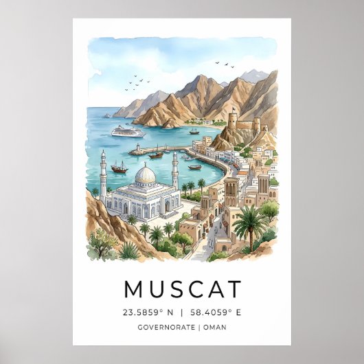 Oman Hoofdstad Muurkunst Rustige Haven Uitzicht Poster (Voorkant)