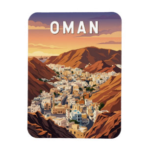 Oman Illustratie Reis Kunst Vintage Magneet