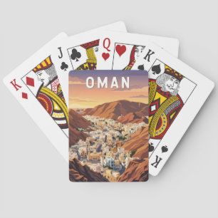 Oman Illustratie Reis Kunst Vintage Pokerkaarten
