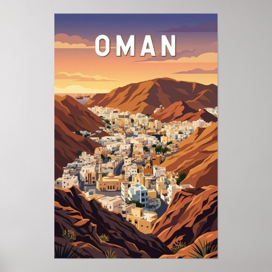 Oman Illustratie Reis Kunst Vintage Poster (Voorkant)