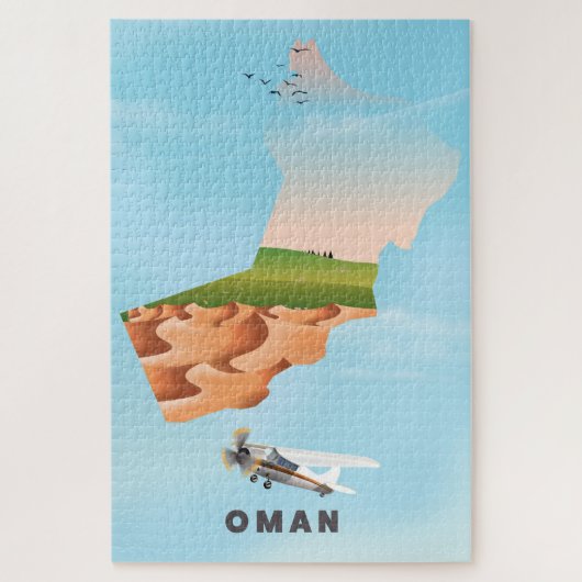 Oman illustreerde kaartreisposter legpuzzel (Verticaal)