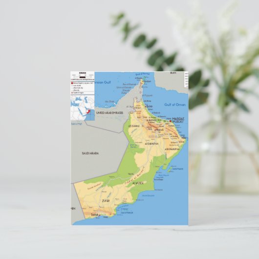 Oman-kaart 2 briefkaart (Staand voorkant)