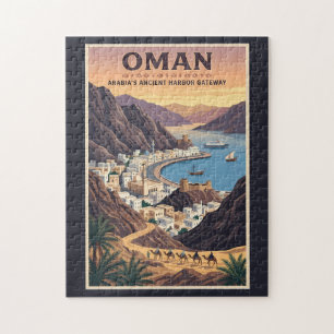 Oman Landschap Illustratie Reis Kunst Vintage Legpuzzel