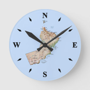Oman Map Clock Ronde Klok