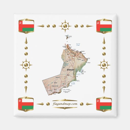 Oman Map + Flags Magnet (Voorkant)