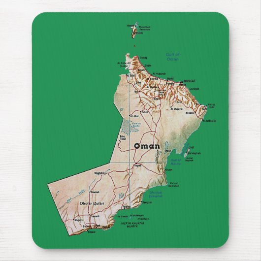Oman Map Mousepad Muismat (Voorkant)