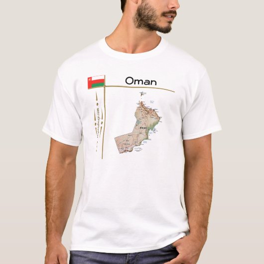Oman Map + Vlag + Titel T-Shirt (Voorkant)