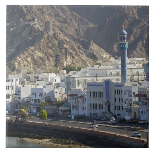Oman, Muscat, Mutrah. Gebouwen langs Mutrah Tegeltje (Voorkant)
