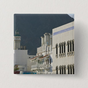 Oman, Muscat, Mutrah. Mutrah Corniche-moskee en Vierkante Button 5,1 Cm
