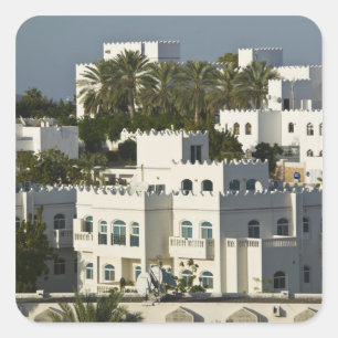Oman, Muscat, Qurm. Gebouwen van Qurm gebied / Vierkante Sticker