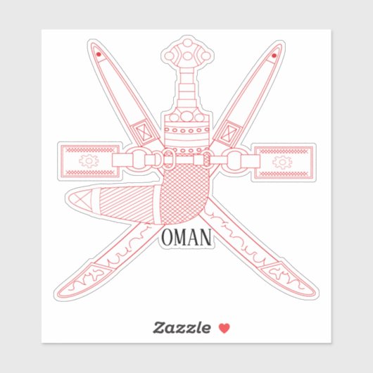 Oman National Emblem Patriotic Sticker (Vel)