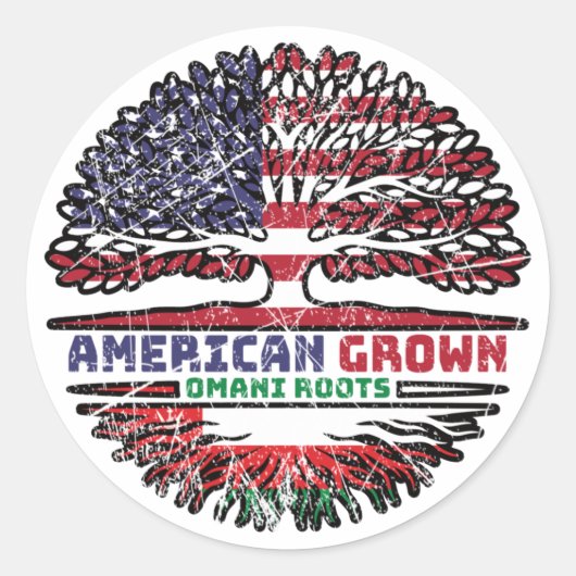 Oman Omani American Tree Roots Flag Ronde Sticker (Voorkant)