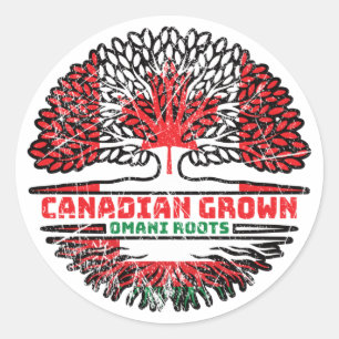 Oman Omani Canadian Canada Tree Roots Flag Ronde Sticker