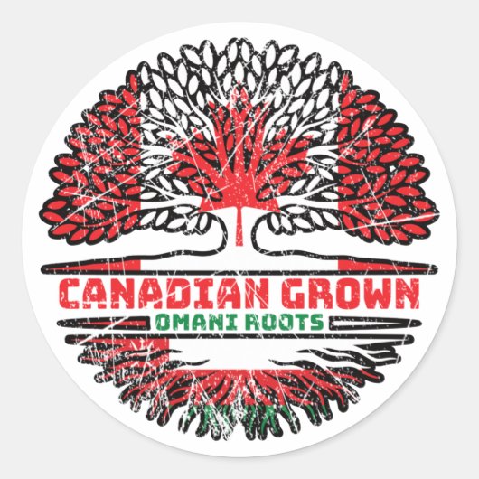 Oman Omani Canadian Canada Tree Roots Flag Ronde Sticker (Voorkant)