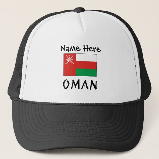 Oman Omani Vlag Zwart Personalisatie Trucker Pet (Voorkant)