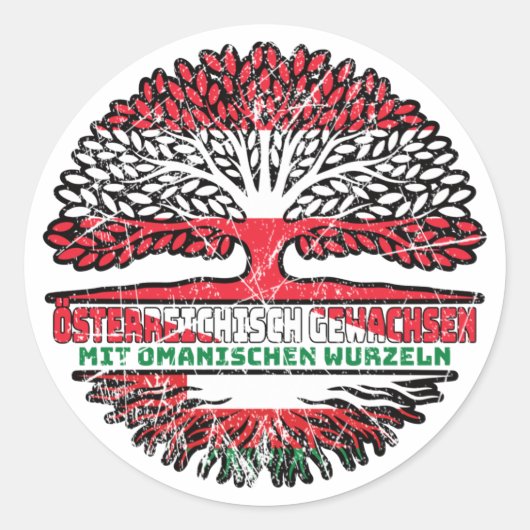 Oman Omanisch Österreichisch Österreich Baum Ronde Sticker (Voorkant)